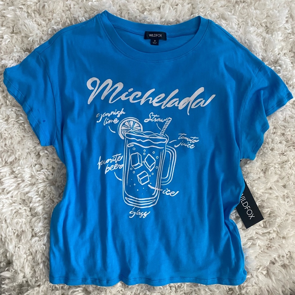 NWT Wildfox Michelada Chrissy Tee/ Malibu Blue - Medium $68